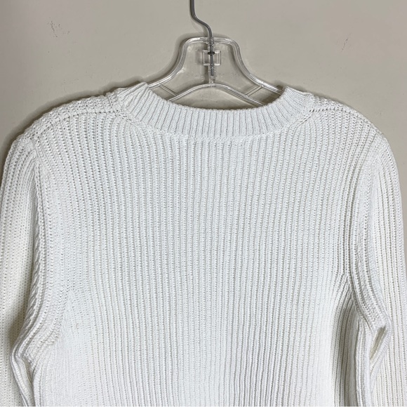 NEW Sandro Sharlene Knit Sweater (Sz 3 / L) Ribbed Crewneck Blanc Navy - Picture 11 of 16